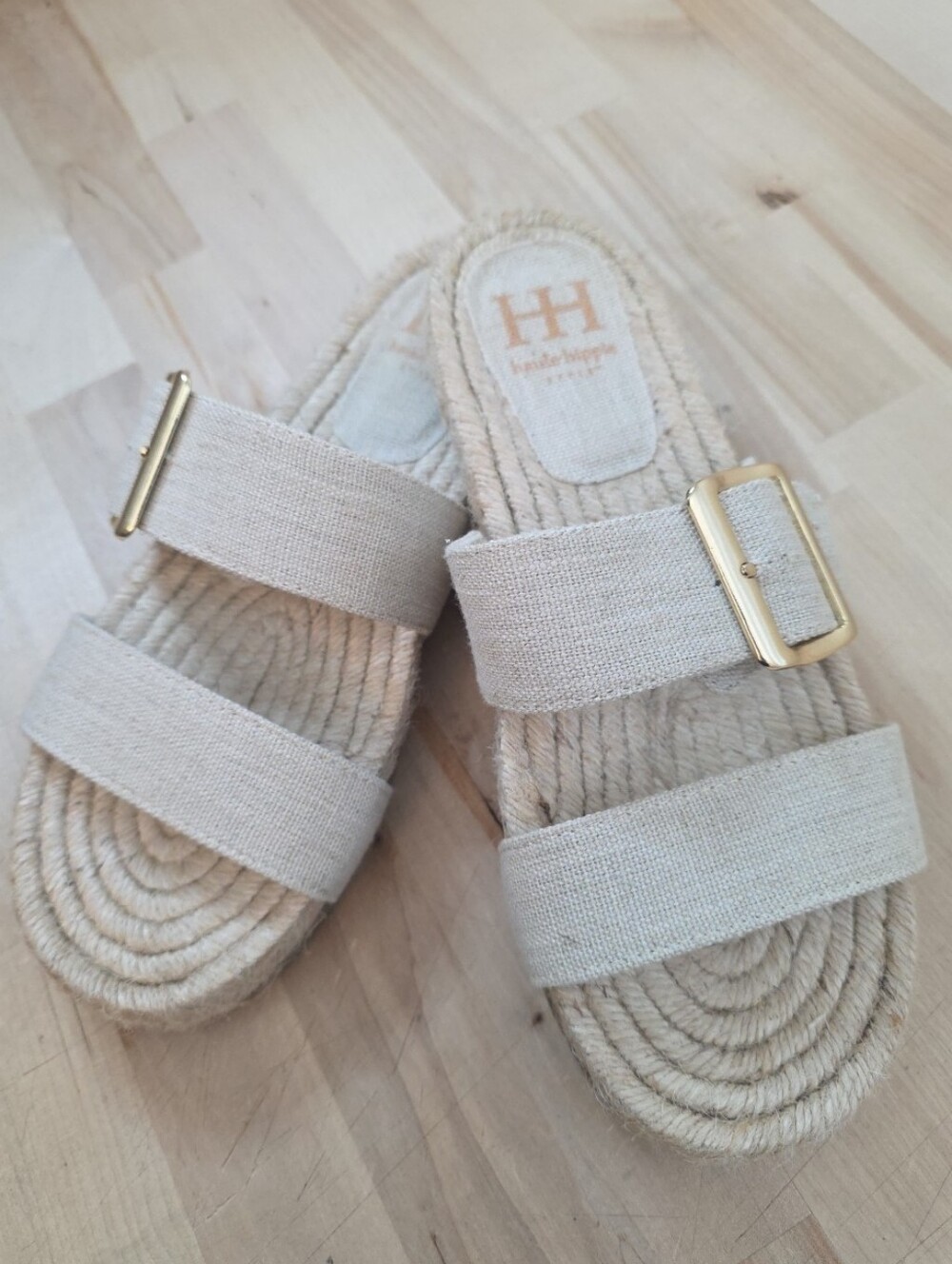 Haute Hippie Naomi Wide Strap Slide Sandals Espadrille Soles Size 8.5 Women